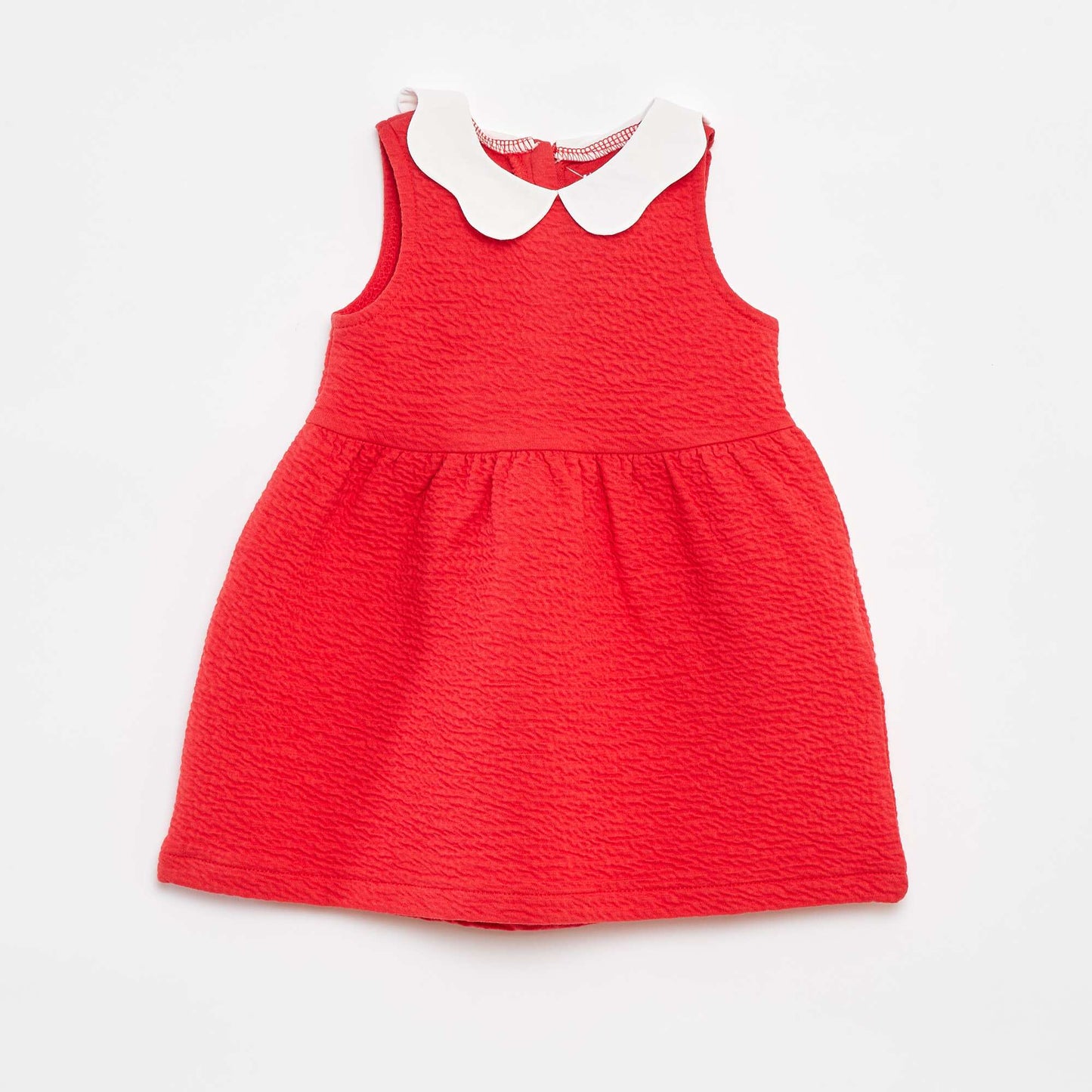 Robe sans manches en maille froissée avec motif ROUGE