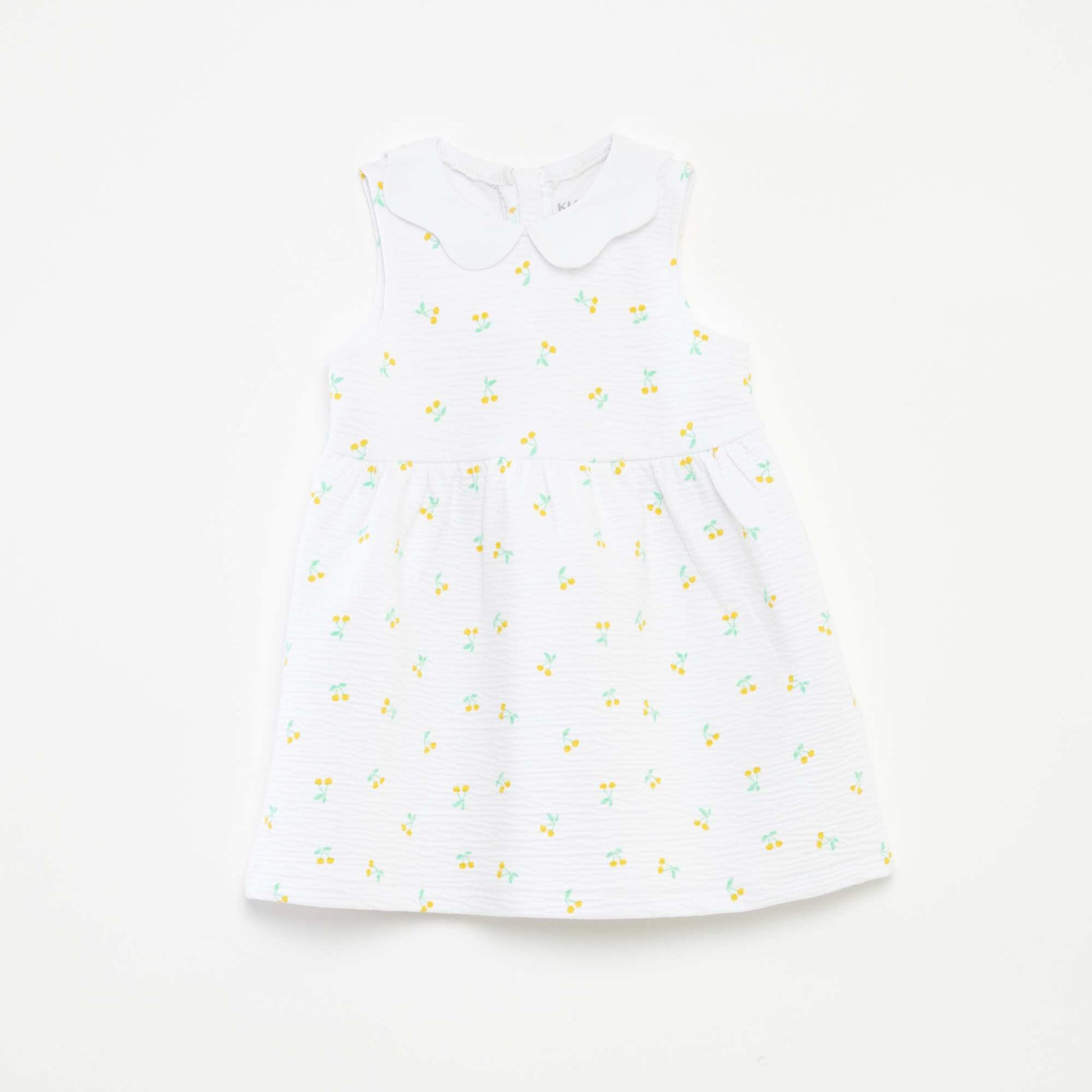 Robe sans manches en maille froissée avec motif BLANC
