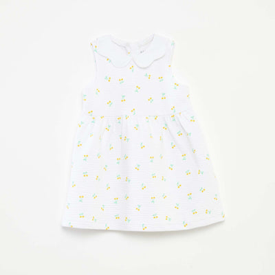 Robe sans manches en maille froissée avec motif BLANC