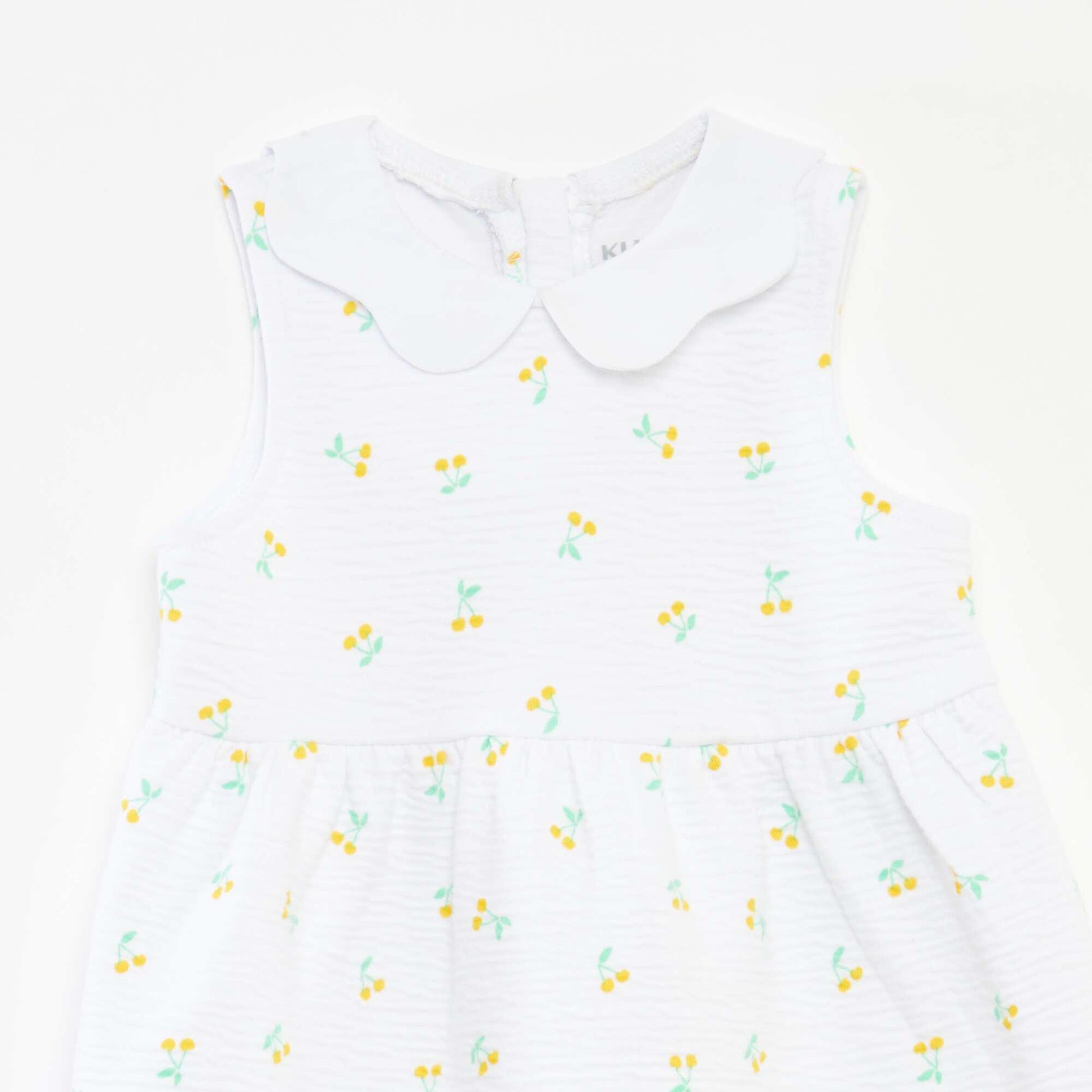 Robe sans manches en maille froissée avec motif BLANC