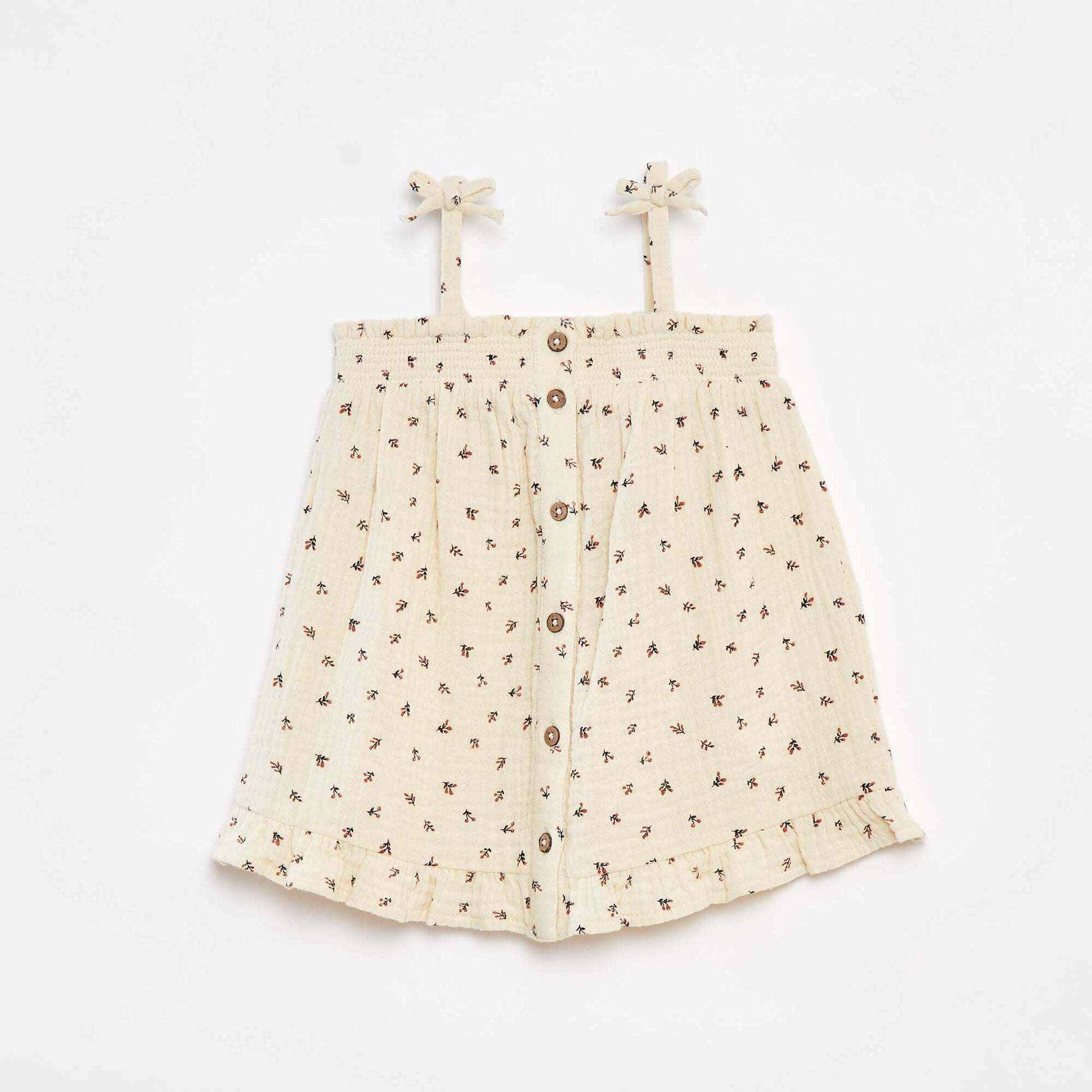 Robe à bretelles en gaze de coton BEIGE