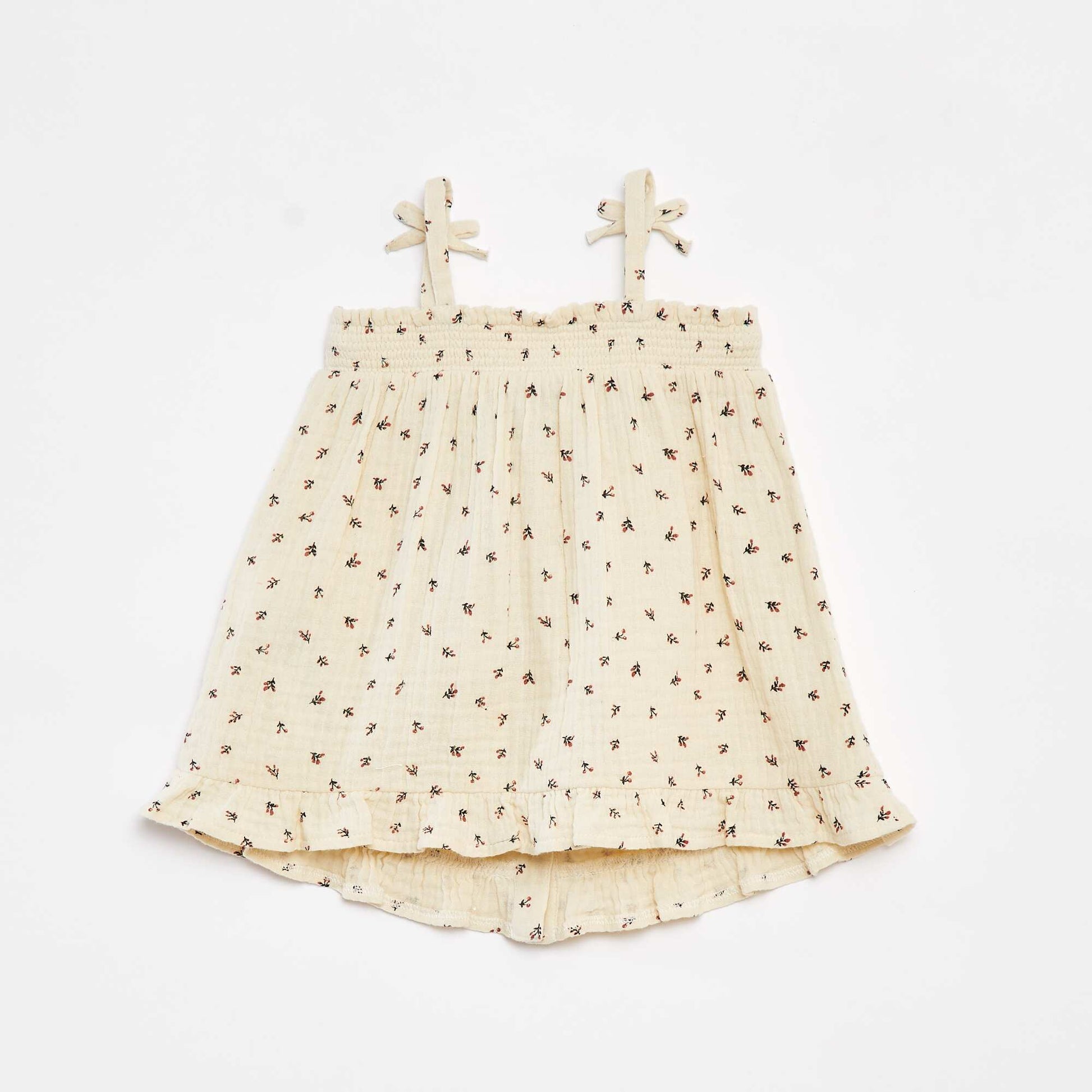 Robe à bretelles en gaze de coton BEIGE