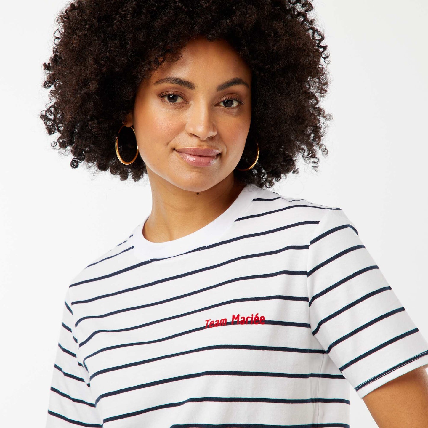 T-shirt avec message EVJF BLANC RAYé