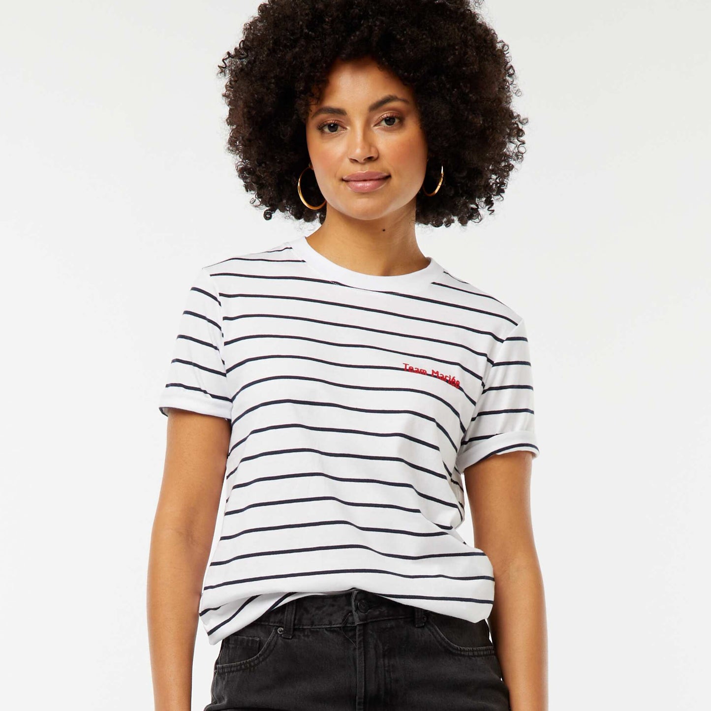 T-shirt avec message EVJF BLANC RAYé