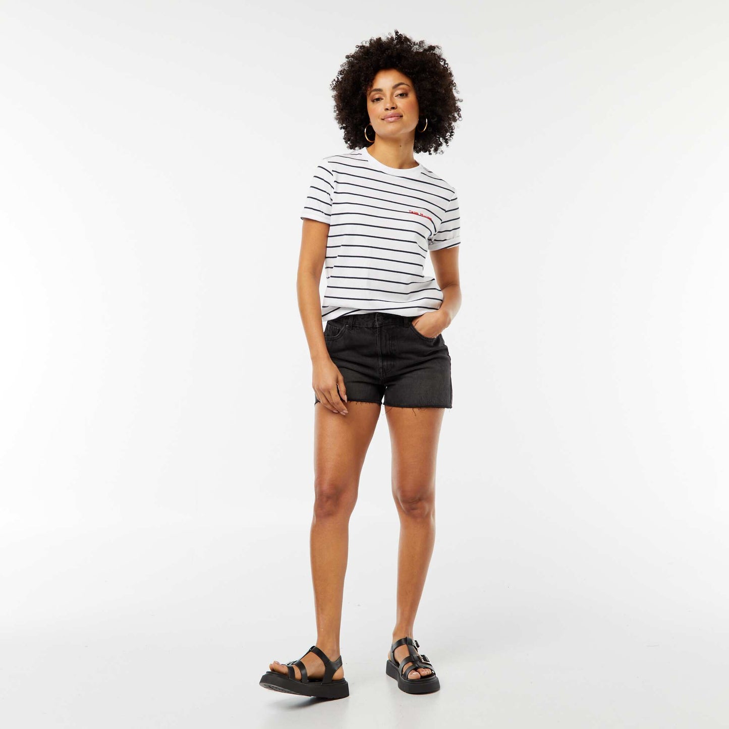 T-shirt avec message EVJF BLANC RAYé