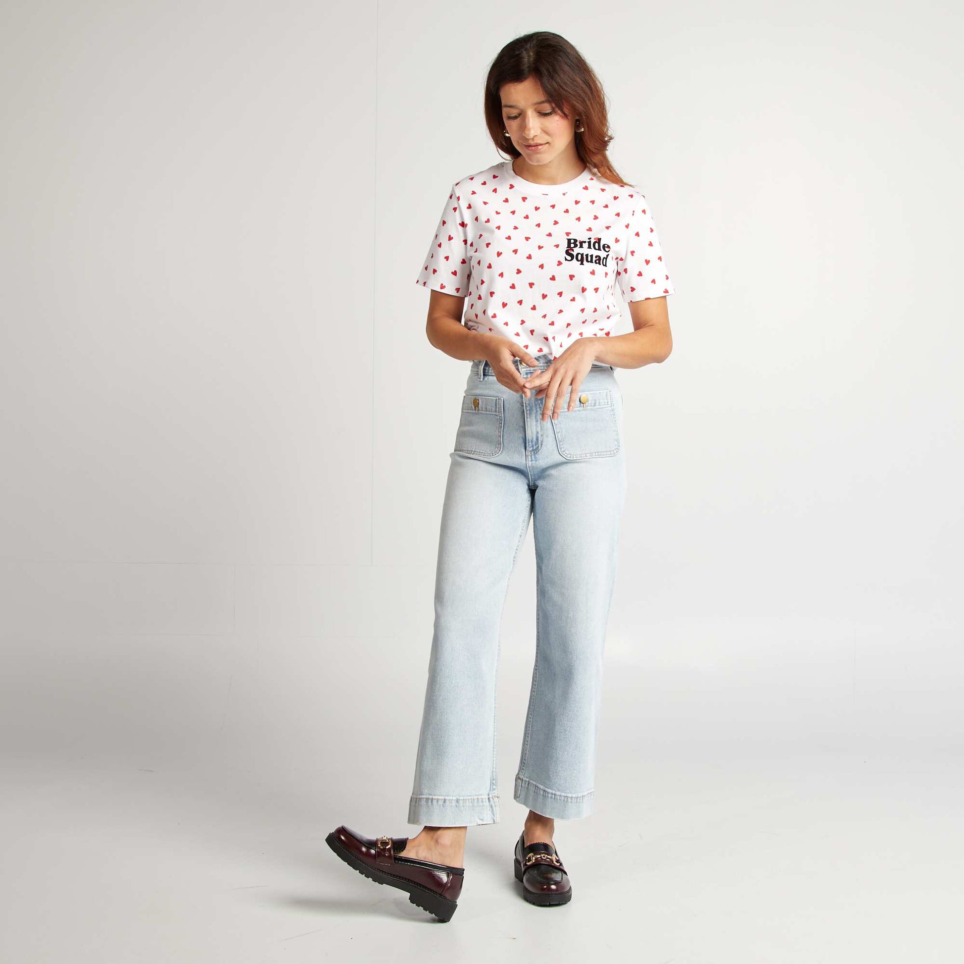 T-shirt avec message EVJF BLANC CœURS