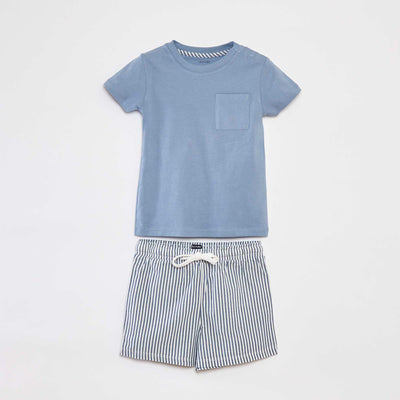 Ensemble pyjama t-shirt + short - 2 pièces BLANC
