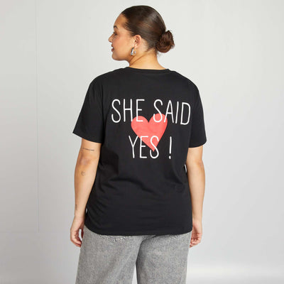 T-shirt en jersey manches courtes 'OUI' NOIR