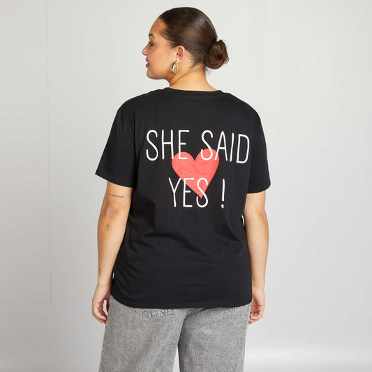T-shirt en jersey manches courtes 'OUI' NOIR