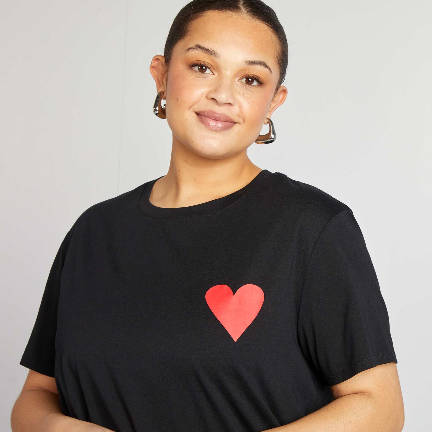 T-shirt en jersey manches courtes 'OUI' NOIR