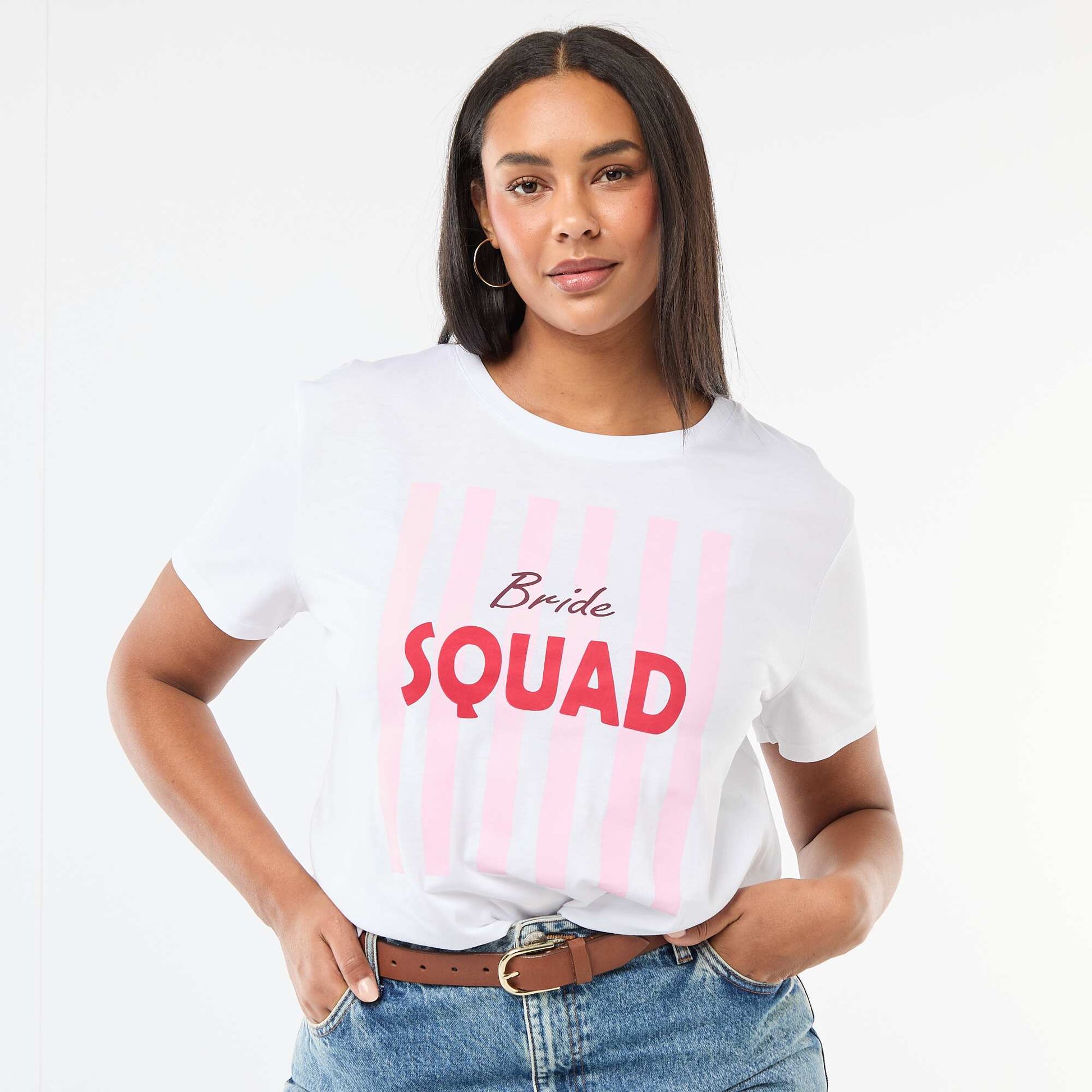T-shirt en jersey manches courtes 'OUI' BLEU