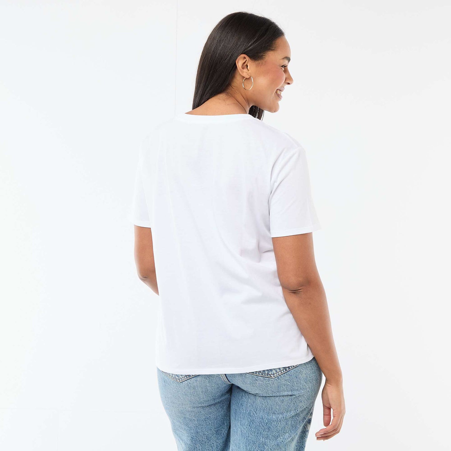 T-shirt en jersey manches courtes 'OUI' BLEU