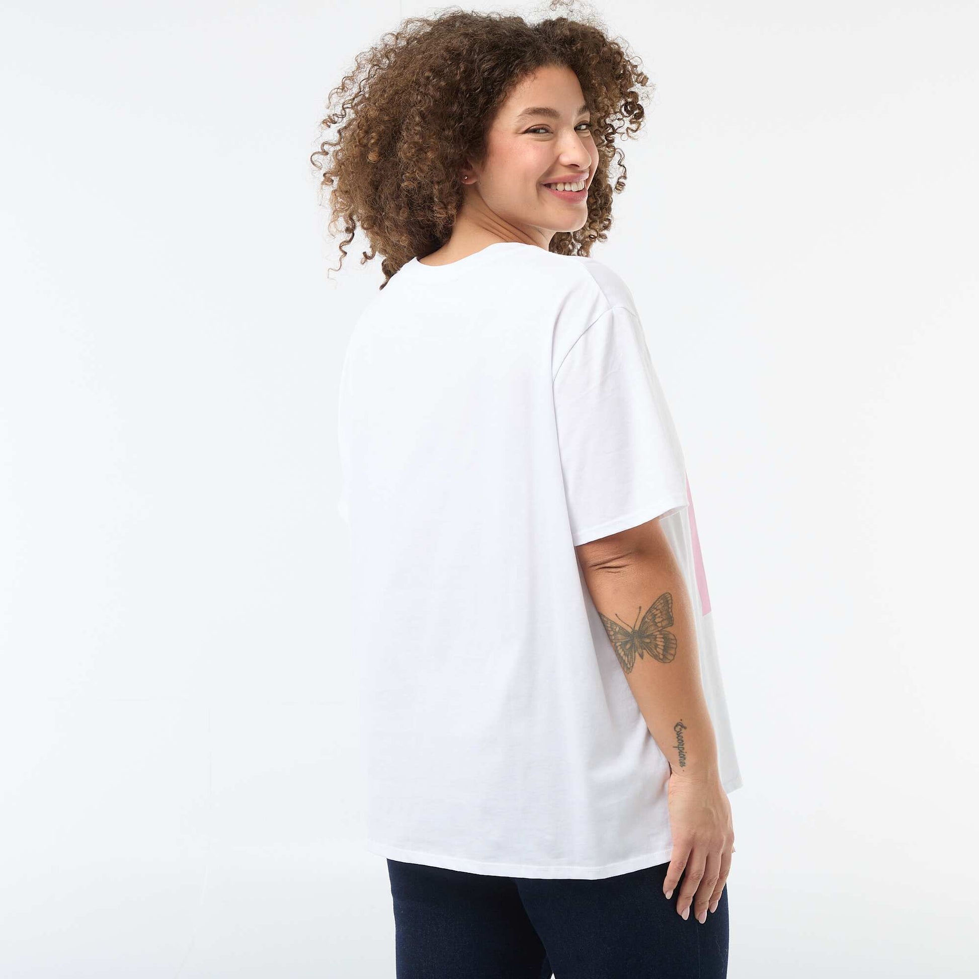 T-shirt en jersey manches courtes 'OUI' BLEU