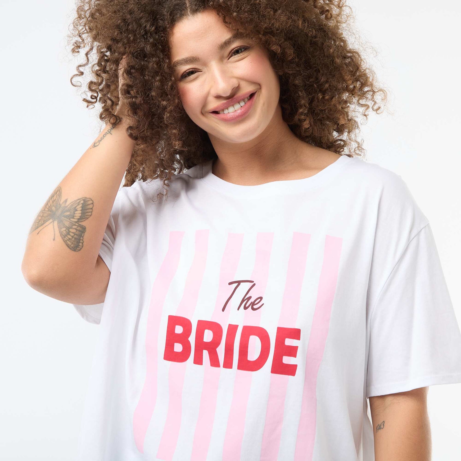 T-shirt en jersey manches courtes 'OUI' BLEU