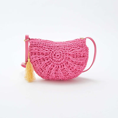 Sac bandoulière en osier tressé ROSE