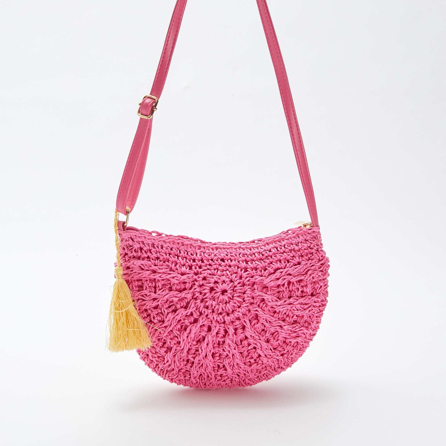 Sac bandoulière en osier tressé ROSE