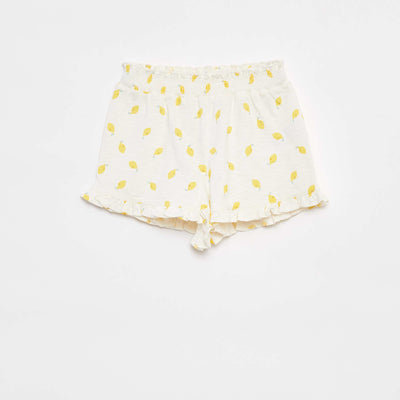 Short léger volanté avec imprimé BLANC