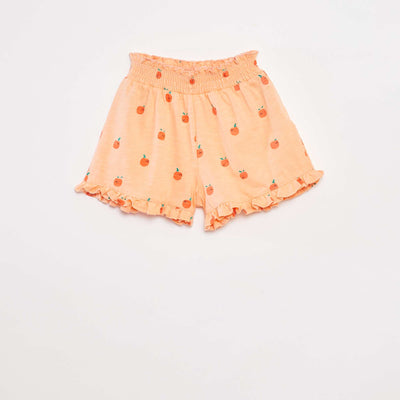 Short léger volanté avec imprimé ORANGE