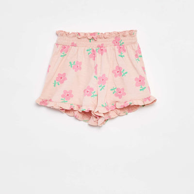 Short léger volanté avec imprimé ROSE