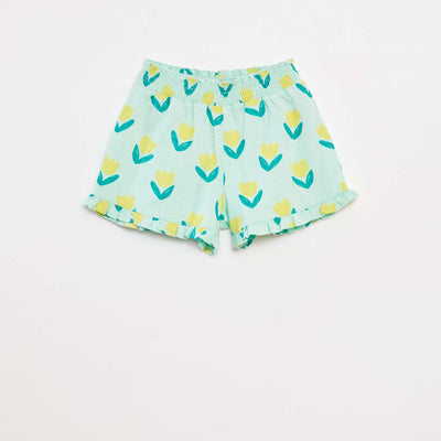 Short léger volanté avec imprimé BLEU/JAUNE
