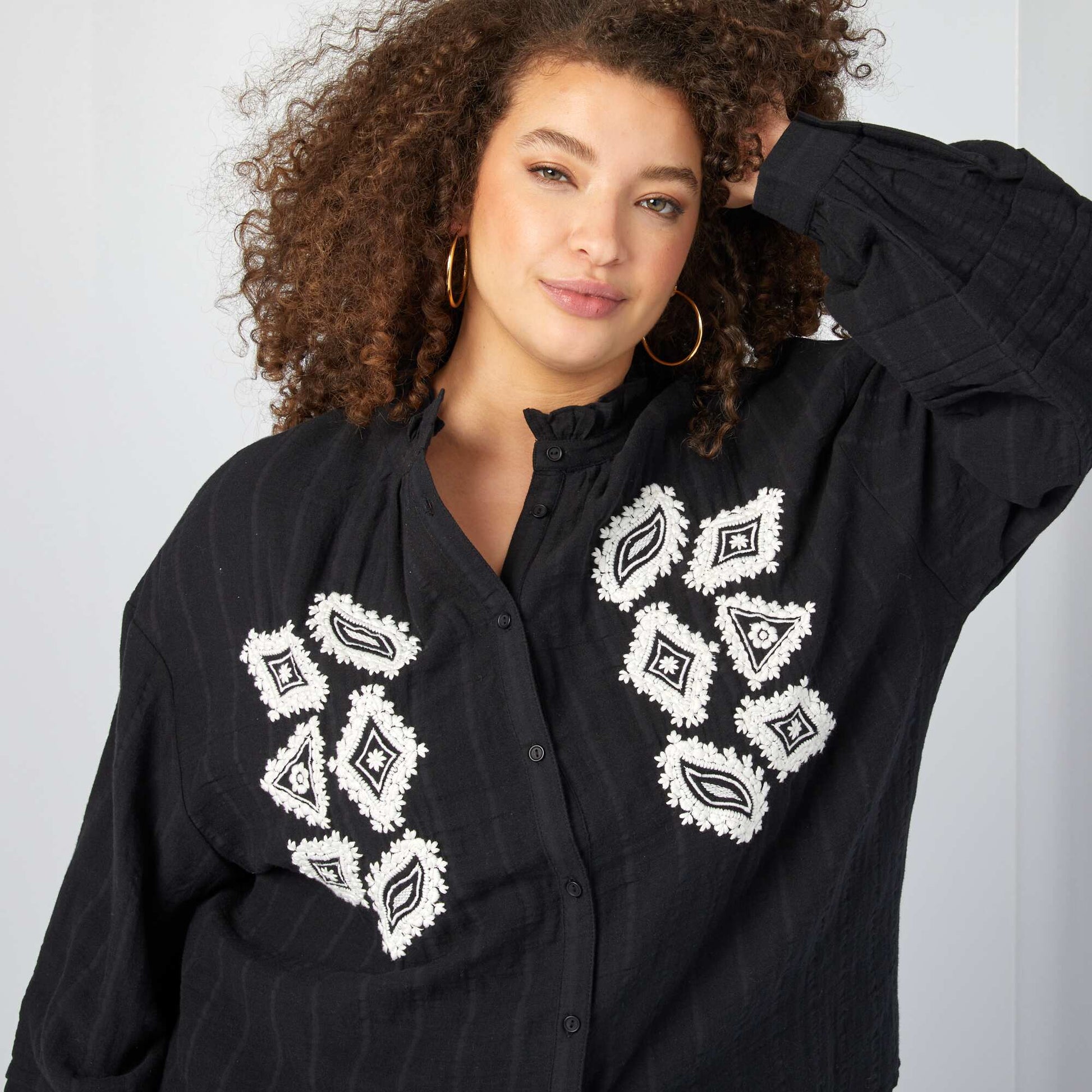 Chemise en gaze de coton NOIR