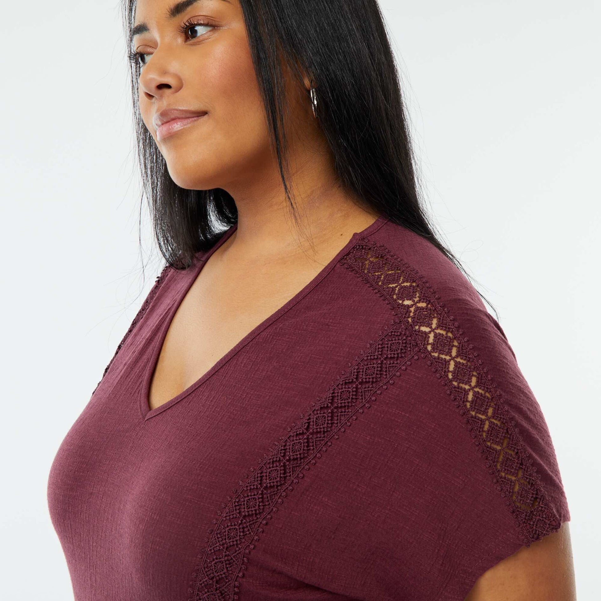 Blouse matière crêpée avec broderies VIOLET