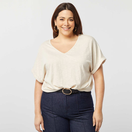 Tee-shirt avec dos macramé BEIGE