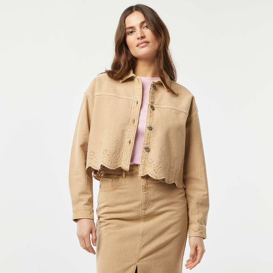 Veste en denim avec broderies MARRON