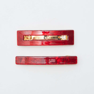 Lot de 2 barrettes effet marbré ROUGE