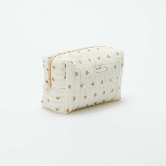 Trousse de toilette en gaze de coton BEIGE