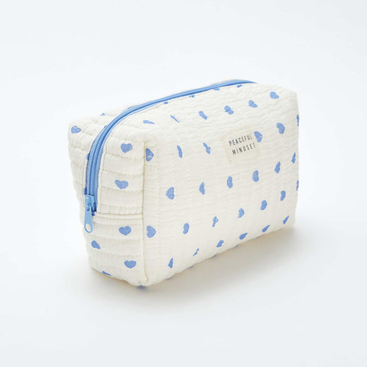 Trousse de toilette en gaze de coton BLEU