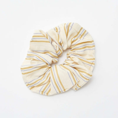 Chouchou en coton avec rayures JAUNE