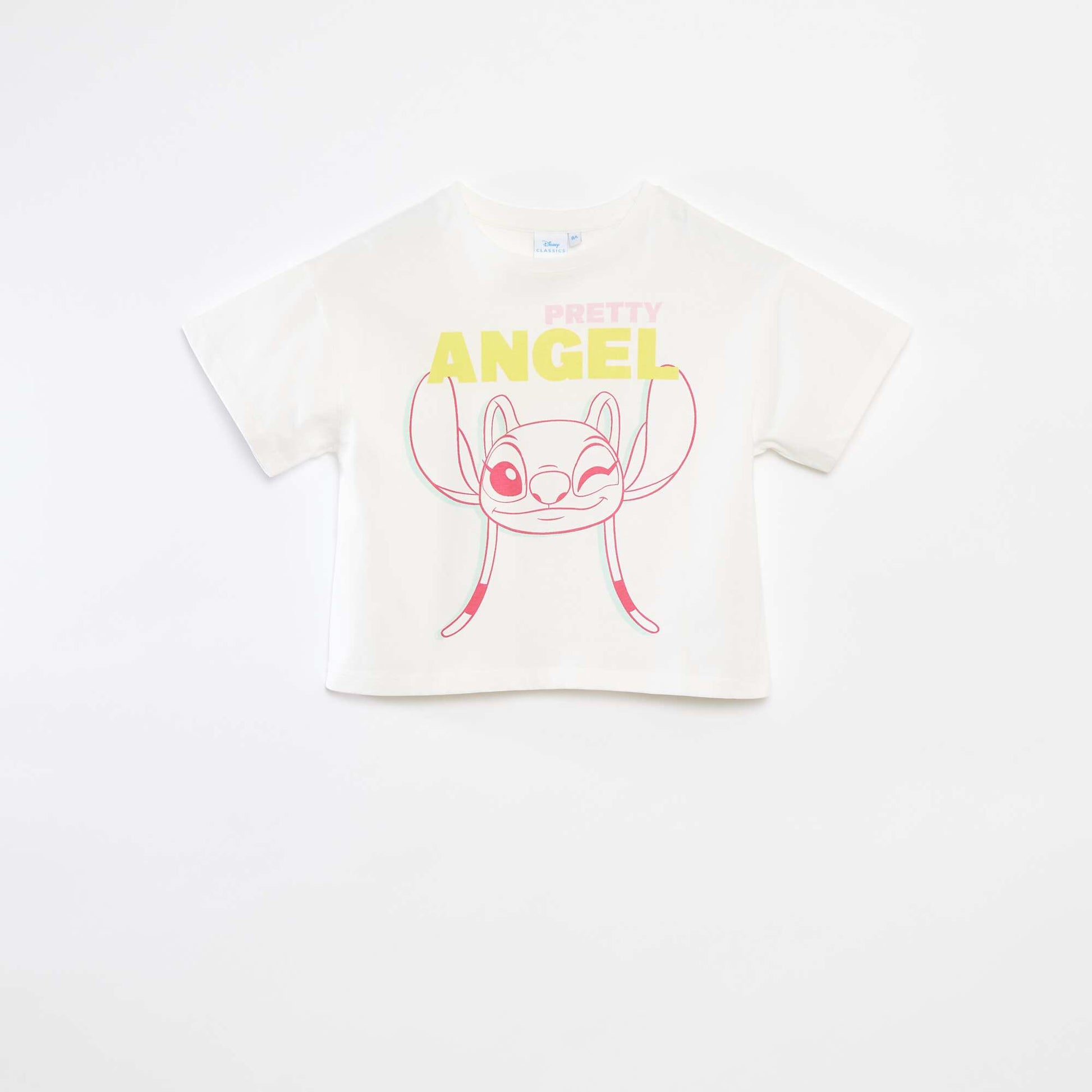 Tee-shirt crop top 'Stitch' BLANC