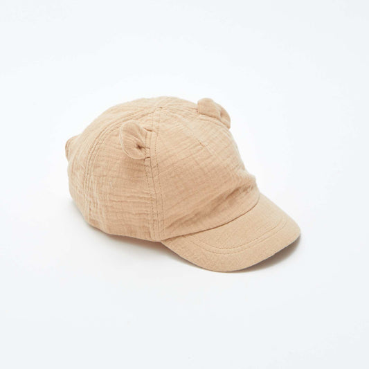 Casquette en gaze de coton avec oreilles fantaisies BEIGE