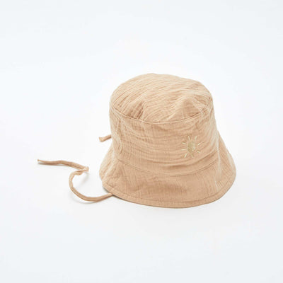 Bob en gaze de coton avec broderie soleil BEIGE