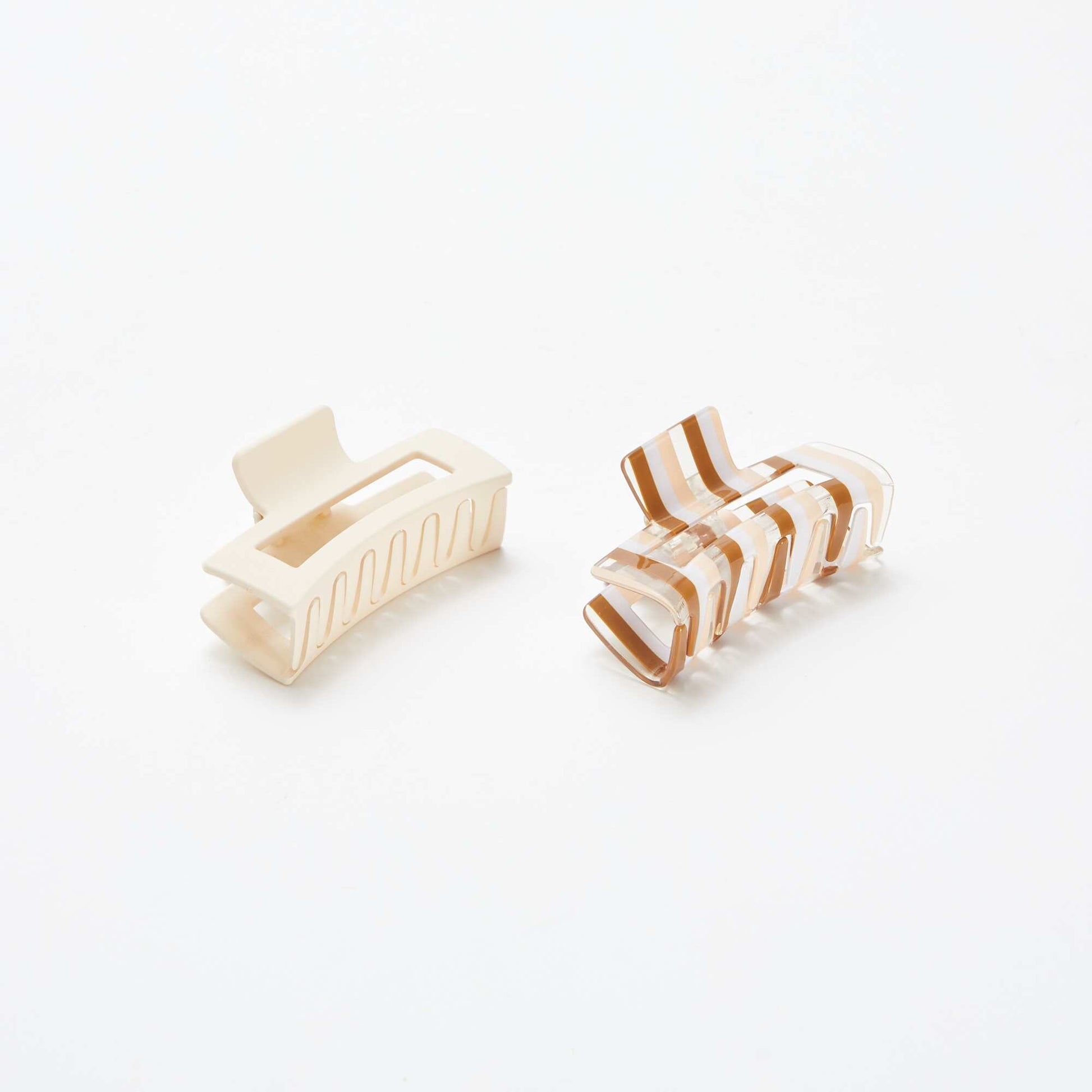 Lot de 2 pinces crabe forme rectangle BEIGE