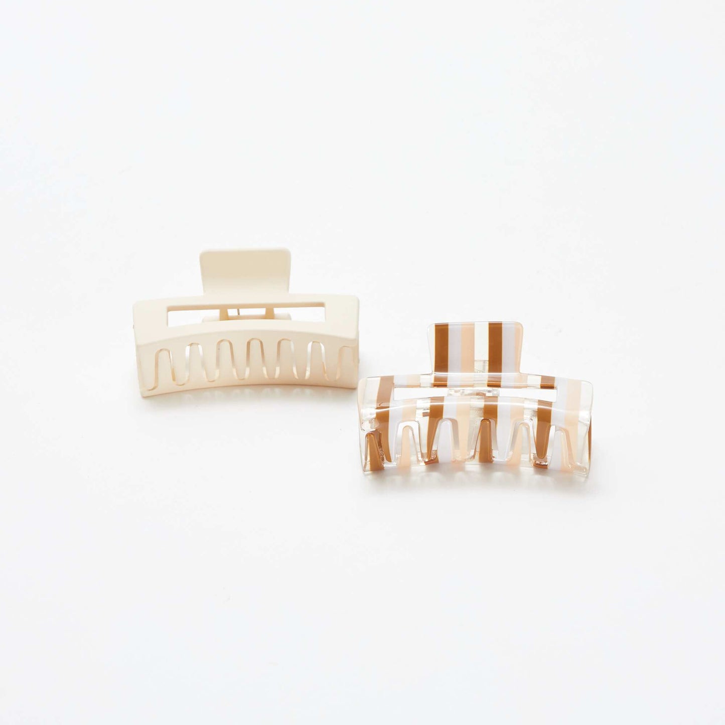 Lot de 2 pinces crabe forme rectangle BEIGE