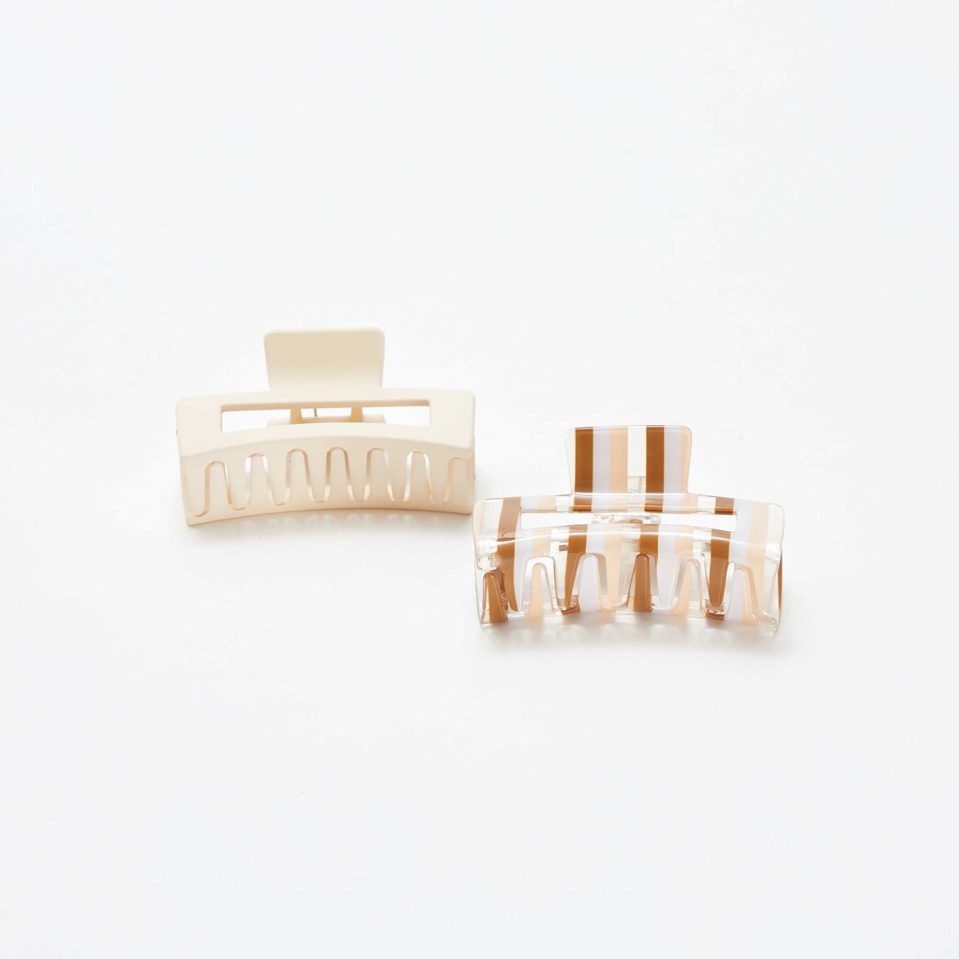Lot de 2 pinces crabe forme rectangle BEIGE