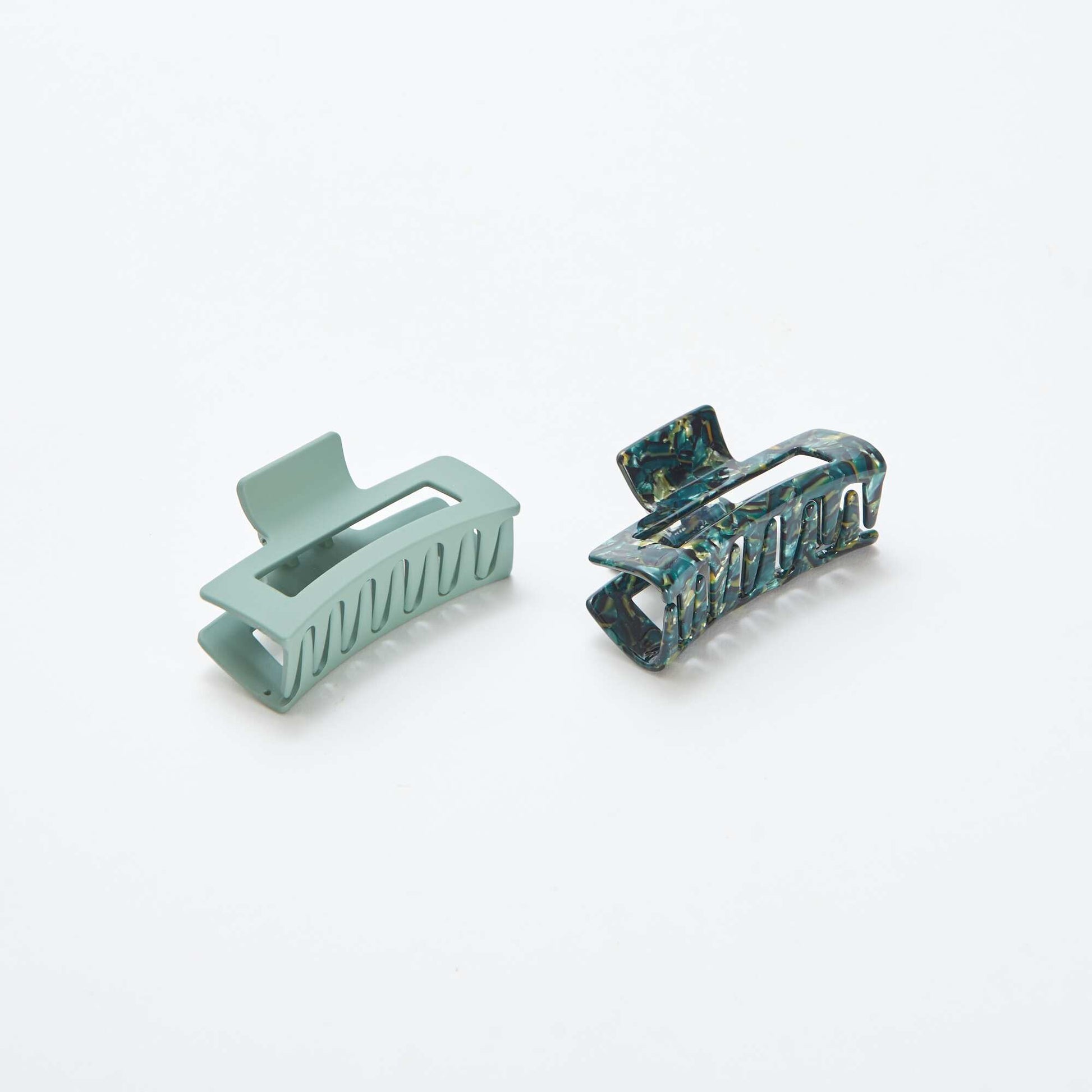 Lot de 2 pinces crabe forme rectangle VERT