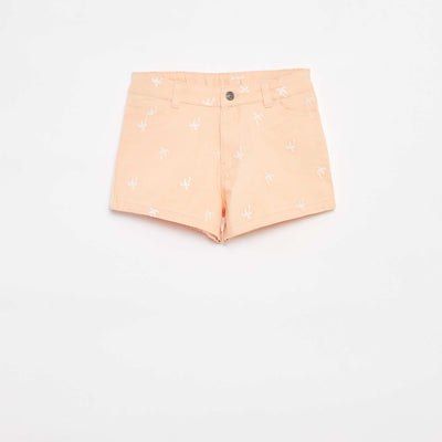 Short en twill avec taille ajustable ORANGE