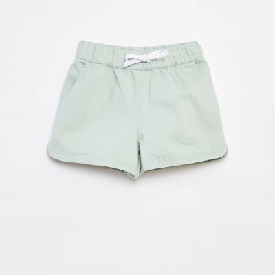 Short en twill à taille élastiquée BLEU