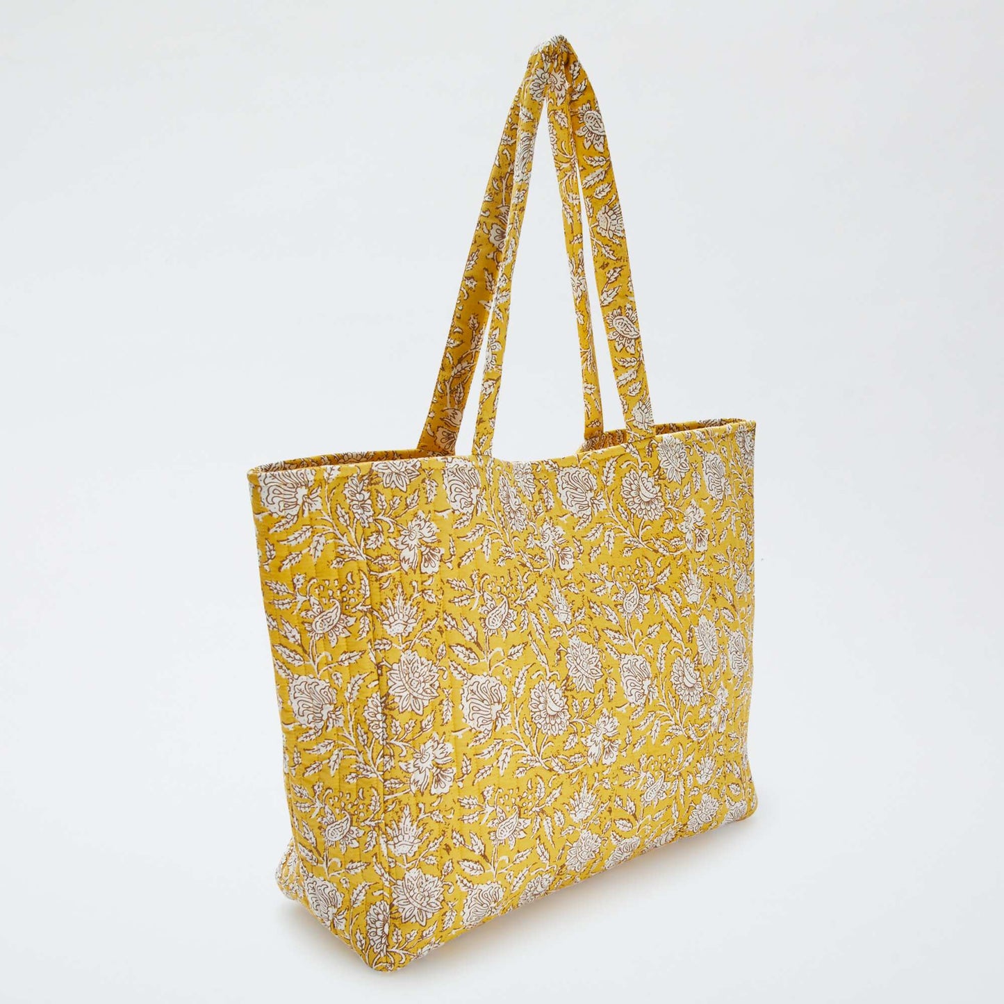 Sac cabas matelassé avec imprimé JAUNE