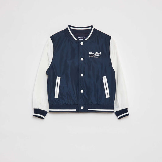 Blouson aviateur à pressions avec broderie BLEU