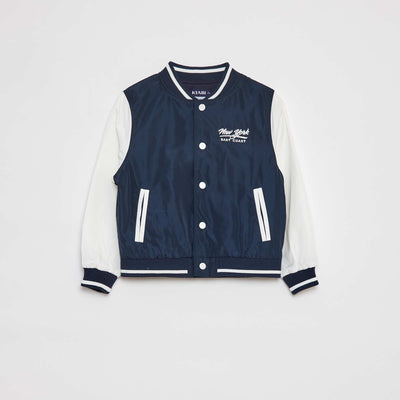 Blouson aviateur à pressions avec broderie BLEU