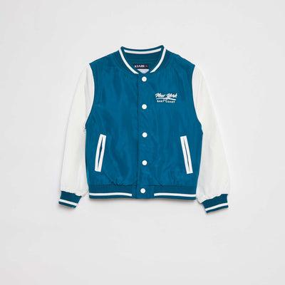Blouson aviateur à pressions avec broderie VERT