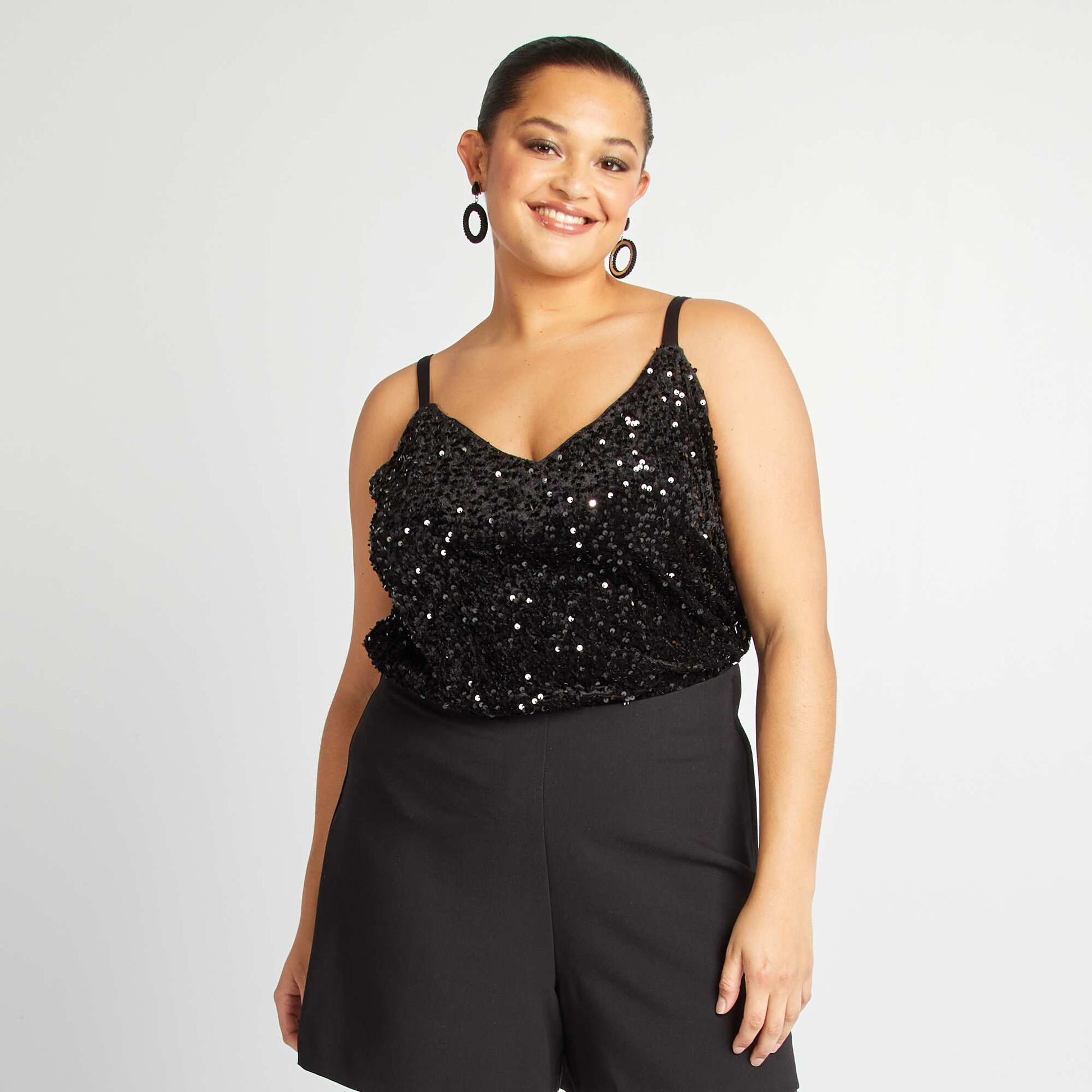 Débardeur à sequins noir
