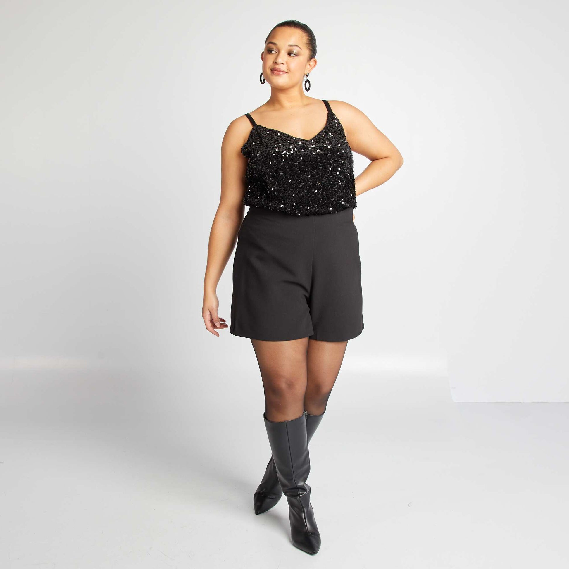 Débardeur à sequins noir