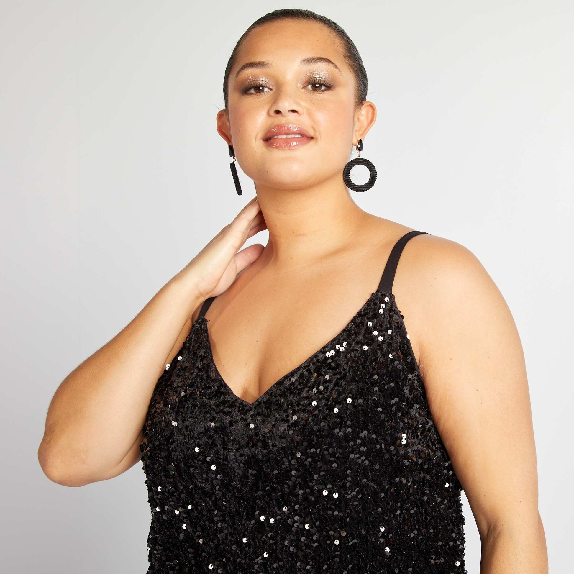 Débardeur à sequins noir