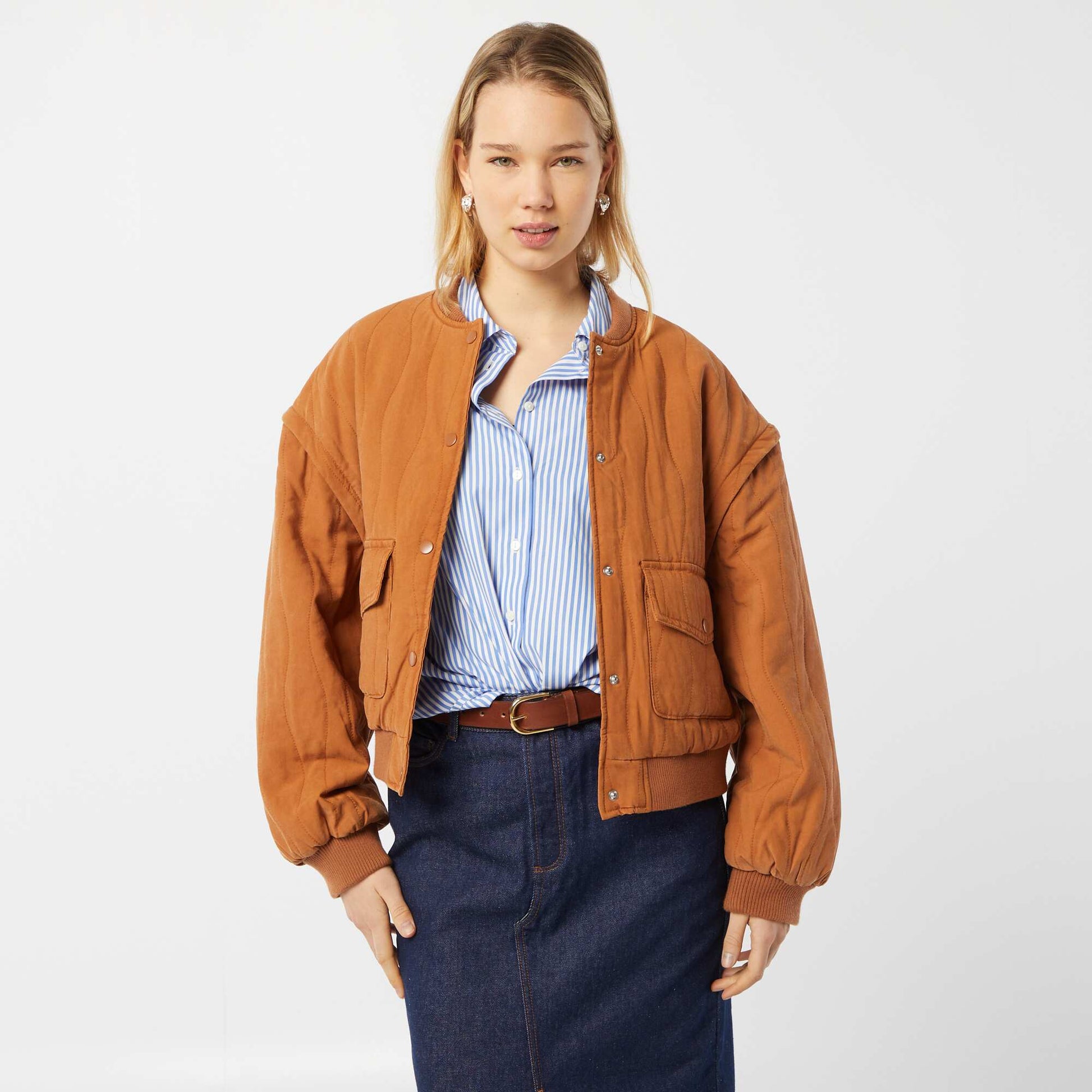 Veste matelassée 2 en 1 avec manches amovibles MARRON