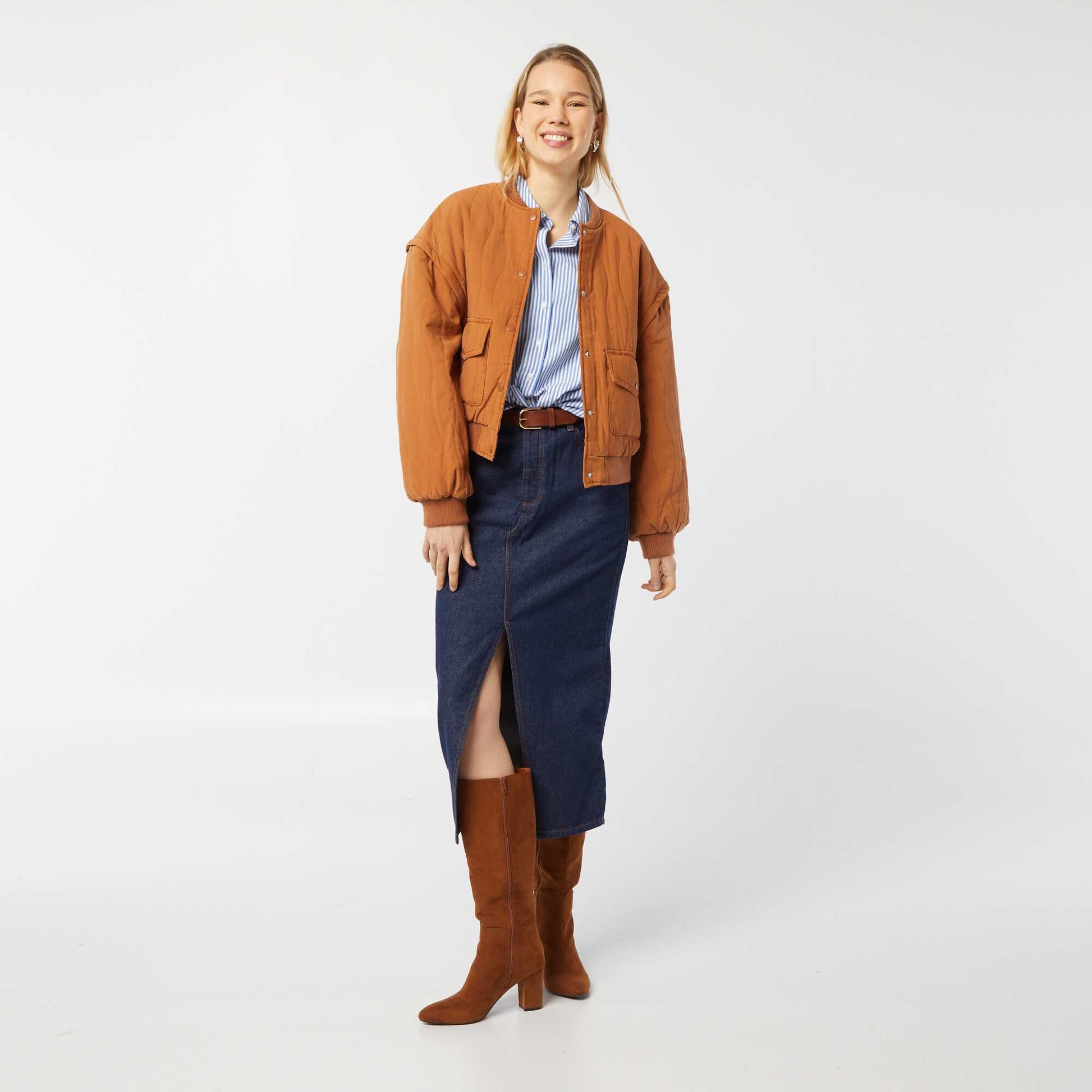 Veste matelassée 2 en 1 avec manches amovibles MARRON